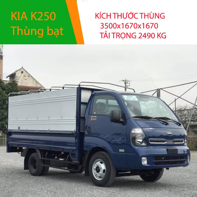 Ảnh xe Kia K250 thùng bạt màu xanh tại Thaco bắc Ninh