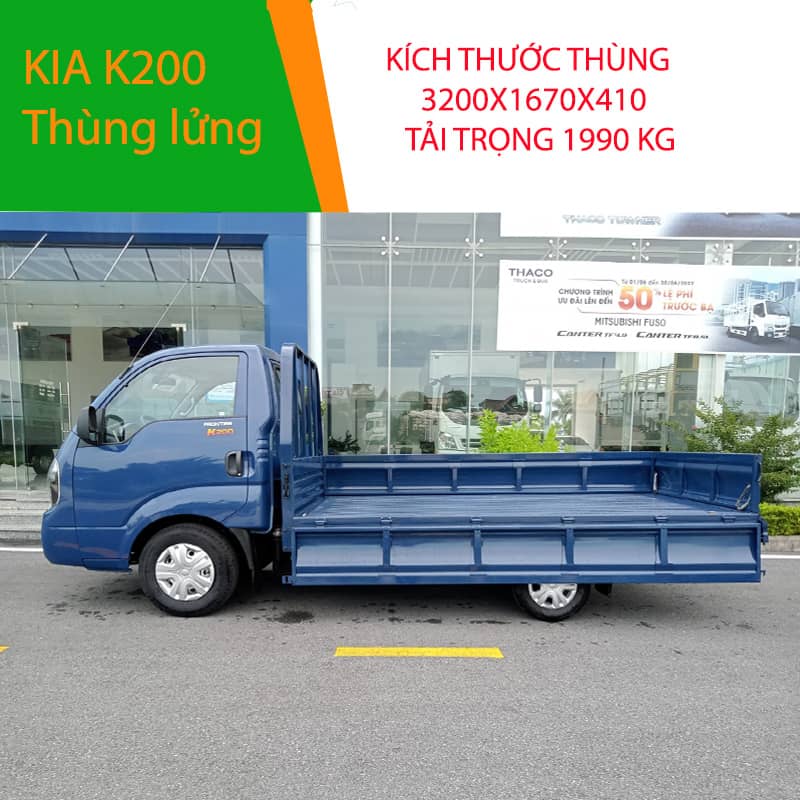 Xe tải k200 thùng lửng màu xanh tại Thaco Bắc Ninh