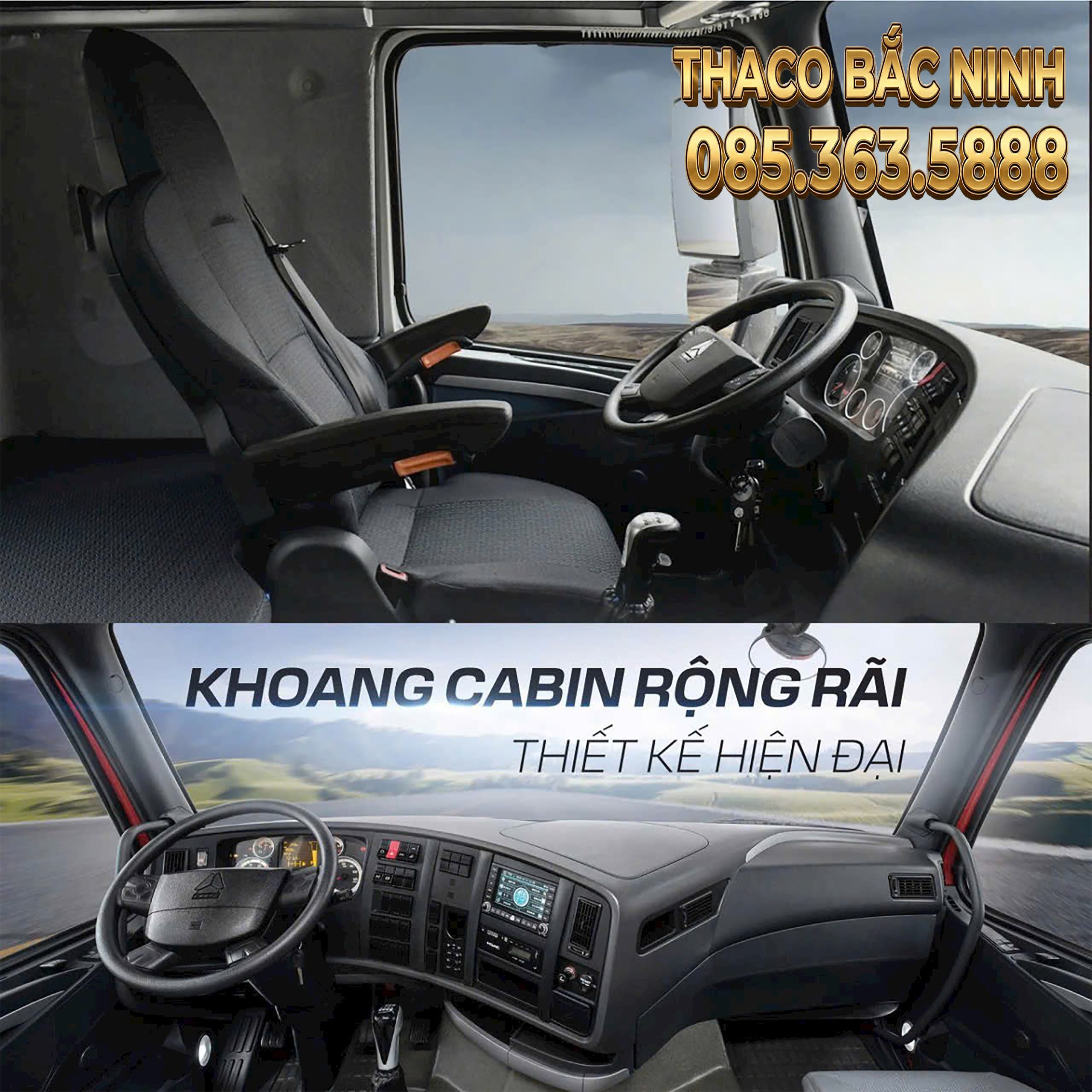 Ảnh nội thất đầu kéo Howo Sitrak T7H tại Thaco Bắc Ninh